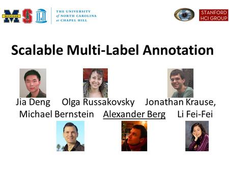 Scalable Multi-Label Annotation Jia Deng Olga Russakovsky Jonathan Krause, Michael Bernstein Alexander Berg Li Fei-Fei.