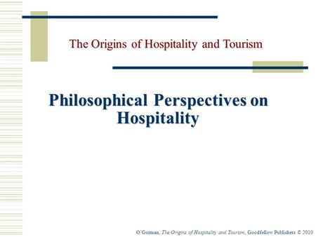 Philosophical Perspectives on Hospitality