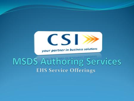 MSDS Authoring Services