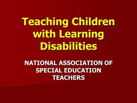 Teaching Children with Learning Disabilities