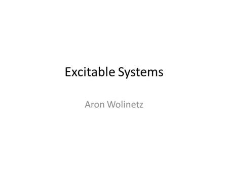 Excitable Systems Aron Wolinetz. Who am I? PhD student at the CUNY Graduate Center Masters from Lehman College (almost) B.S. in Real Estate from Baruch.