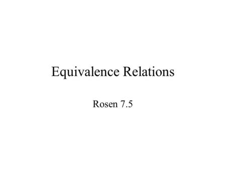 Equivalence Relations