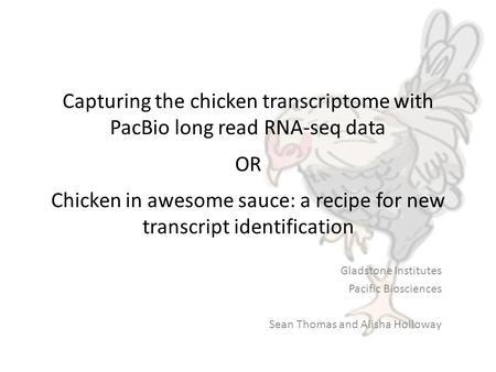 Capturing the chicken transcriptome with PacBio long read RNA-seq data OR Chicken in awesome sauce: a recipe for new transcript identification Gladstone.