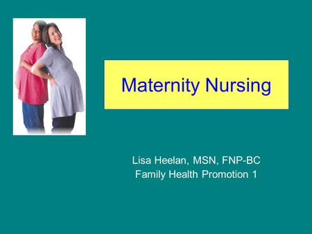 Lisa Heelan, MSN, FNP-BC Family Health Promotion 1