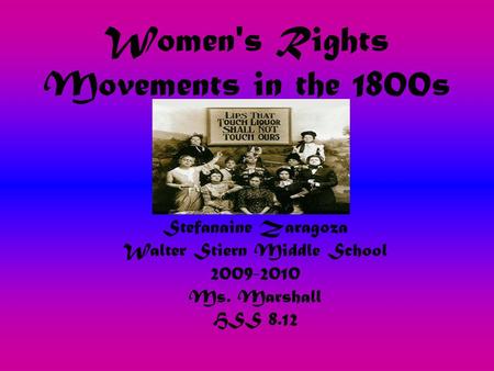 Women's Rights Movements in the 1800s