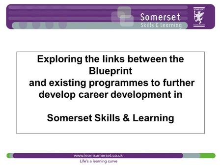 Exploring the links between the Blueprint and existing programmes to further develop career development in Somerset Skills & Learning.