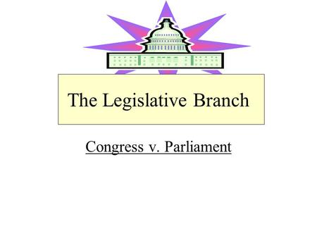 The Legislative Branch Congress v. Parliament Parler- French, to talk Congress- Latin, a coming together Difference lies in how one becomes a member.