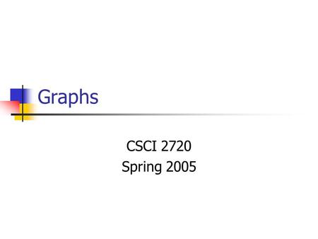 Graphs CSCI 2720 Spring 2005.