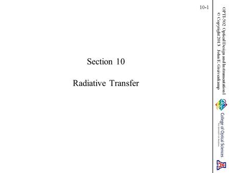 Section 10 Radiative Transfer