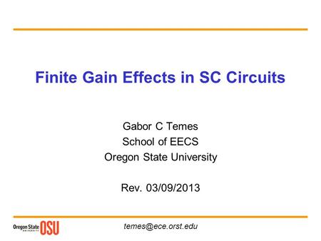 Finite Gain Effects in SC Circuits