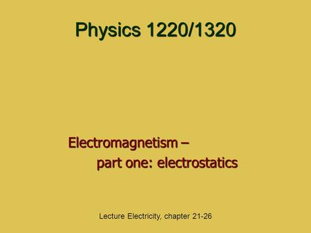 Electromagnetism – part one: electrostatics
