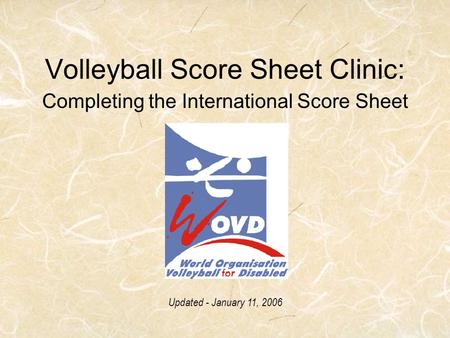 Volleyball Score Sheet Clinic: