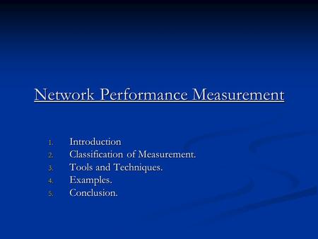Network Performance Measurement