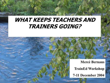 WHAT KEEPS TEACHERS AND TRAINERS GOING? Mercè Bernaus TrainEd Workshop 7-11 December 2004.