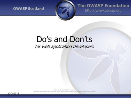 Do’s and Don’ts for web application developers