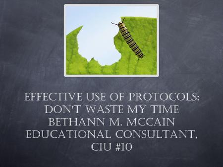 Effective use of protocols: Don't waste my time Bethann M. McCain Educational Consultant, CIU #10.