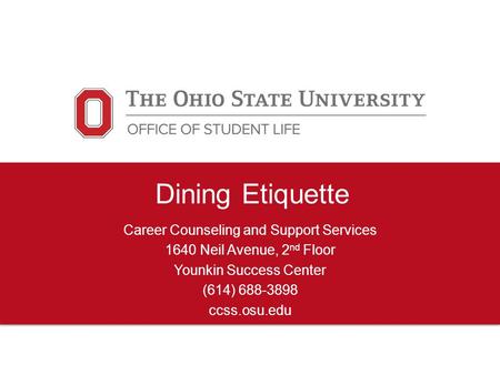 Dining Etiquette Career Counseling and Support Services