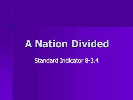 A Nation Divided Standard Indicator 8-3.4. New National Leaders Federal government was established in 1789 Federal government was established in 1789.