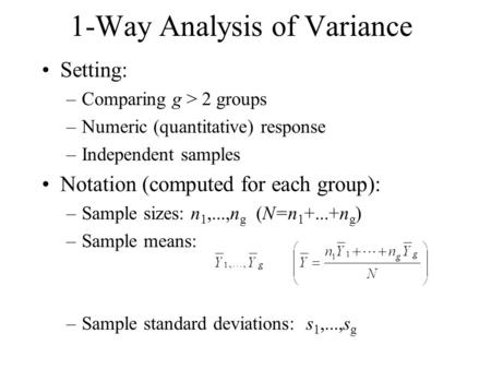 1-Way Analysis of Variance