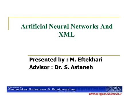 Artificial Neural Networks And XML