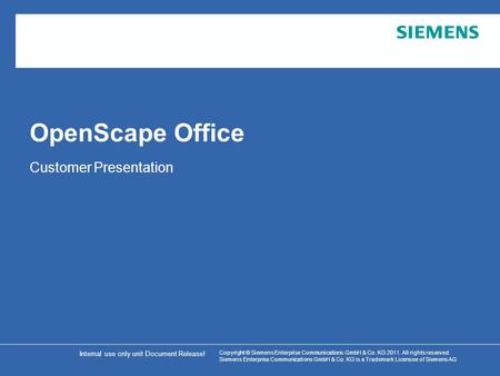 Cover slide for OpenScape Office V3 Product Overview Presentation.