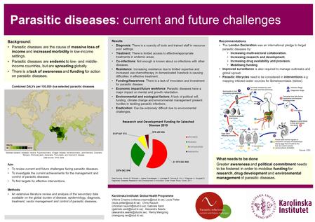 Parasitic diseases: current and future challenges Data Source: Moran M, Guzman J, Abela Oversteegen L, Liyanage R, Omune B, Wu L, Chapman N, Gouglas D.