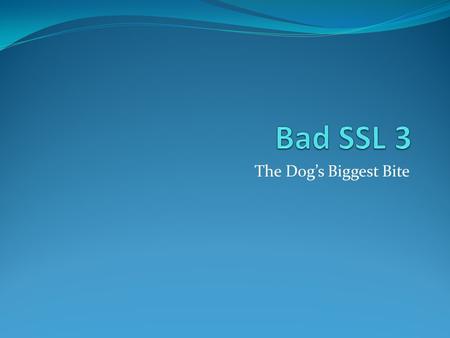 The Dog’s Biggest Bite. Overview History Start Communication Protocol Weakness POODLE Issues.