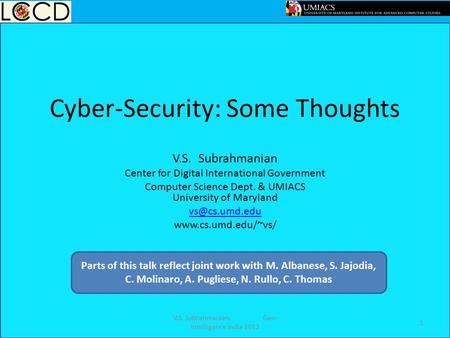 Cyber-Security: Some Thoughts