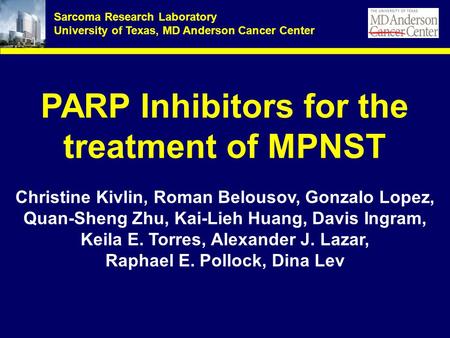 PARP Inhibitors for the treatment of MPNST