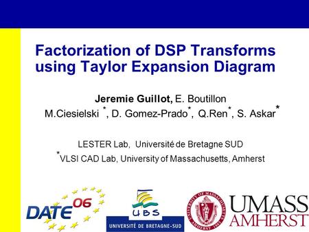 Factorization of DSP Transforms using Taylor Expansion Diagram
