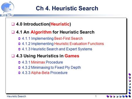 Ch 4. Heuristic Search 4.0 Introduction(Heuristic)