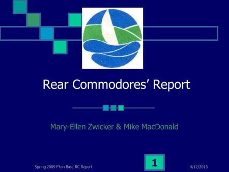 4/12/2015Spring 2009 F’ton Base RC Report 1 Rear Commodores’ Report Mary-Ellen Zwicker & Mike MacDonald.
