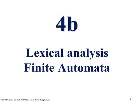4b Lexical analysis Finite Automata