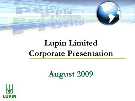 Lupin Limited Corporate Presentation August 2009.