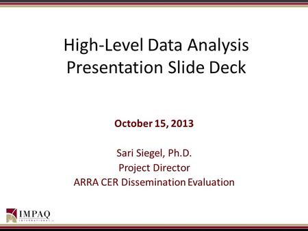 High-Level Data Analysis Presentation Slide Deck