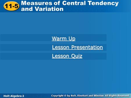 Measures of Central Tendency and Variation 11-5