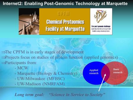 The post-genomic challenge Exploring function across protein families using chemical probes  The CPFM is in early stages of development  Projects focus.