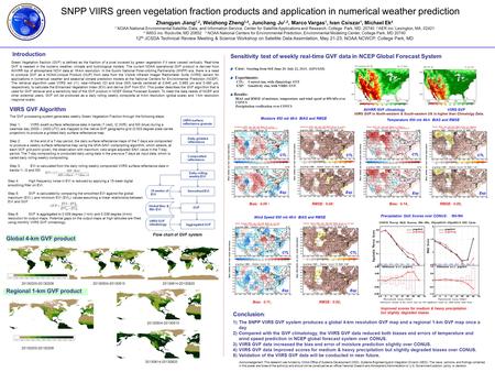 SNPP VIIRS green vegetation fraction products and application in numerical weather prediction Zhangyan Jiang 1,2, Weizhong Zheng 3,4, Junchang Ju 1,2,