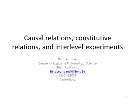 Causal relations, constitutive relations, and interlevel experiments