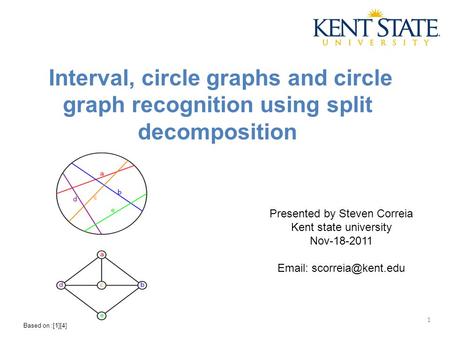 Interval, circle graphs and circle graph recognition using split decomposition Presented by Steven Correia Kent state university Nov-18-2011