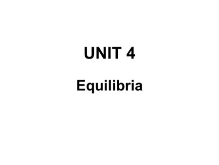 UNIT 4 Equilibria. Things to Review for Unit 4 1.Solving quadratic equations: ax 2 + bx + c = 0 x = -b ± √ b 2 – 4ac 2a 2.Common logarithms log (base.