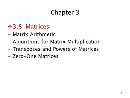 Chapter Matrices Matrix Arithmetic