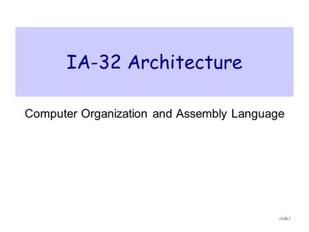 Computer Organization and Assembly Language