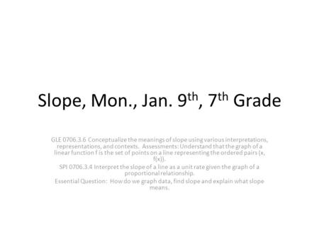 Slope, Mon., Jan. 9th, 7th Grade