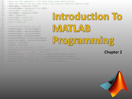 Introduction To MATLAB Programming