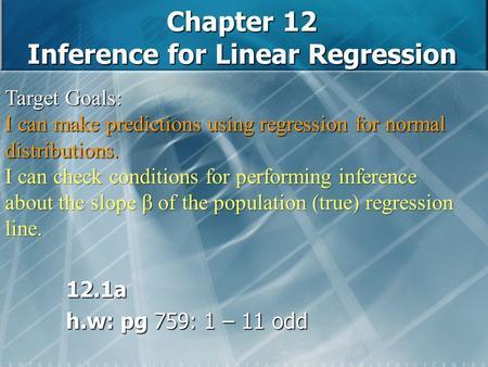 Chapter 12 Inference for Linear Regression