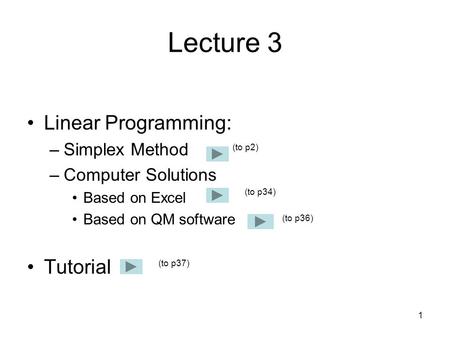 Lecture 3 Linear Programming: Tutorial Simplex Method