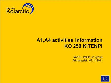 A1,A4 activities. Information KO 259 KITENPI NarFU, IMCS, A1 group Arkhangelsk, 07.11.2011.