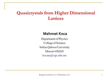 Quasicrystals from Higher Dimensional Lattices