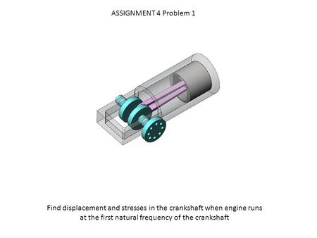 ASSIGNMENT 4 Problem 1 Find displacement and stresses in the crankshaft when engine runs at the first natural frequency of the crankshaft.